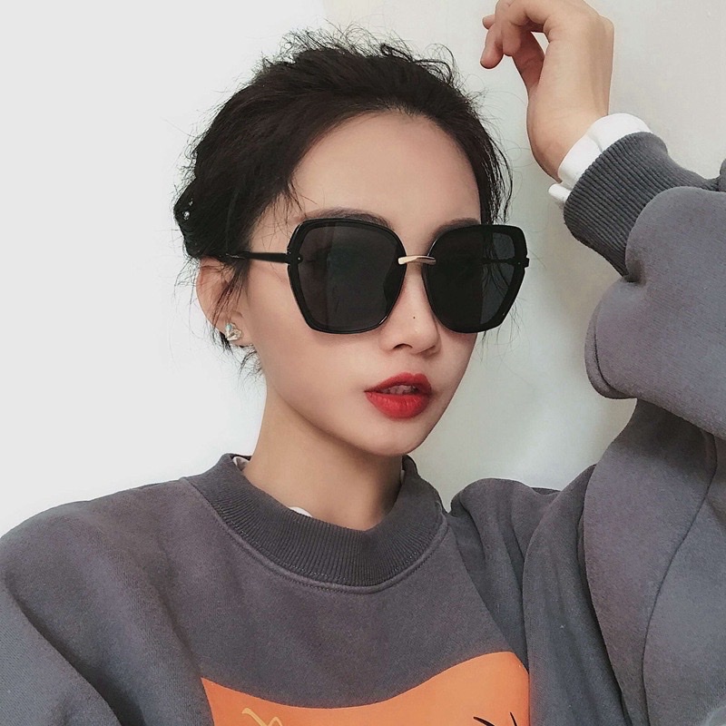 Kính thời trang nữ thiết kế gọng nhựa to đa giác sành điệu phong cách Hàn Quốc