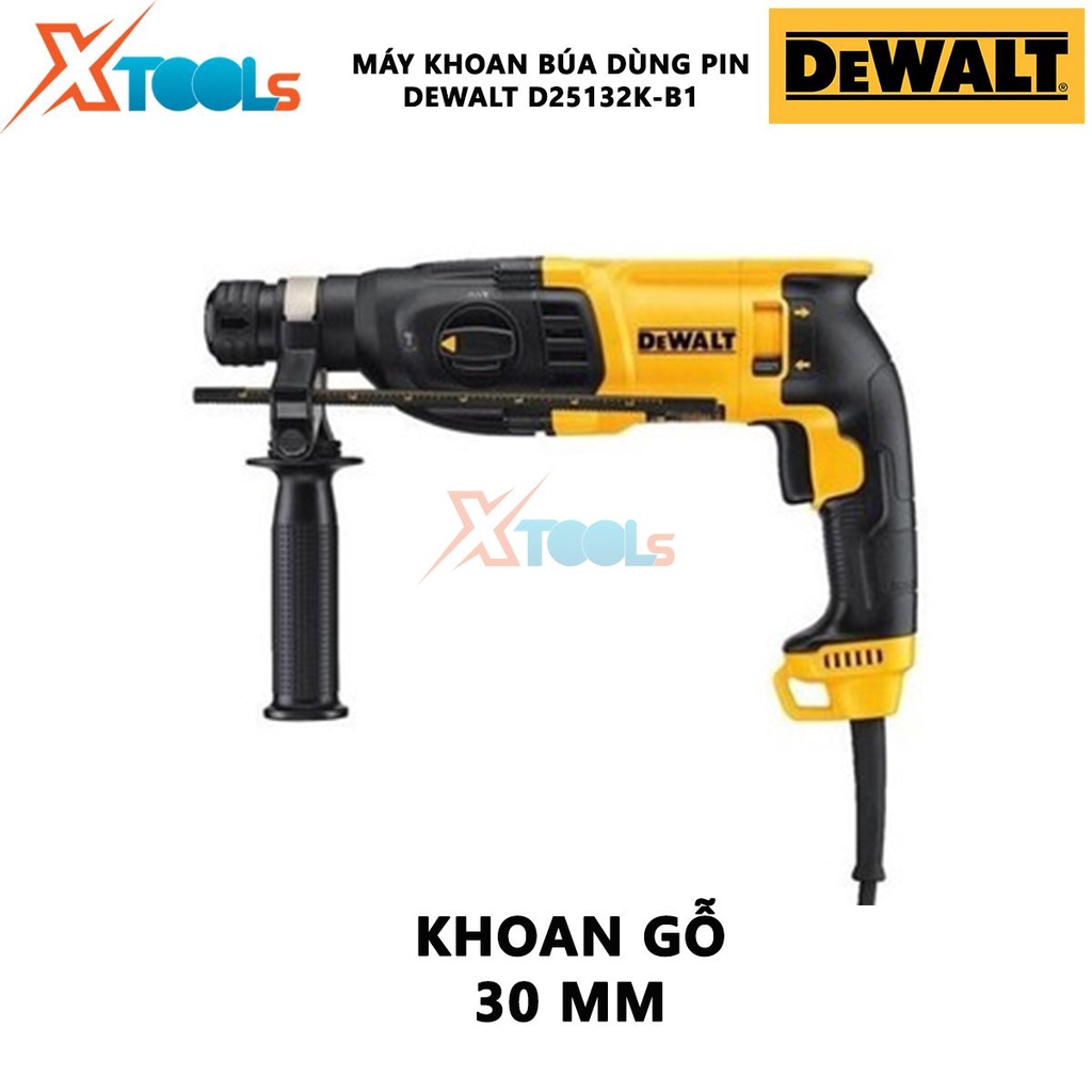 Máy khoan bê tông cầm tay DEWALT D25132K-B1 Máy khoan búa 2 chức năng Công suất 710W, khoan sắt 13mm, khoan gỗ 30mm