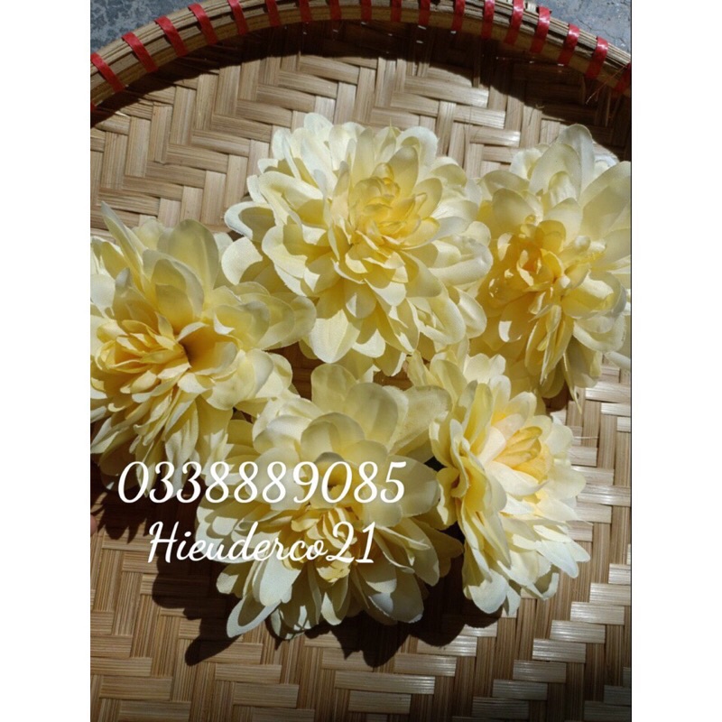 Hoa cúc thược dược lụa cao cấp-bông cúc,hoa giả siêu đẹp và sẵn kho