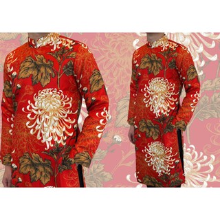 Áo Dài Cách Tân Nam - Cúc Đỏ