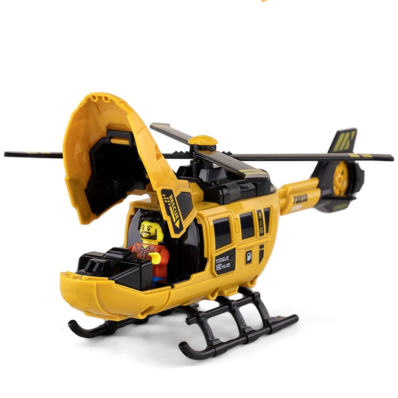 Đồ chơi mô hình máy bay trực thăng KAVY cánh quay chạy cót kèm phi công nhỏ bên trong