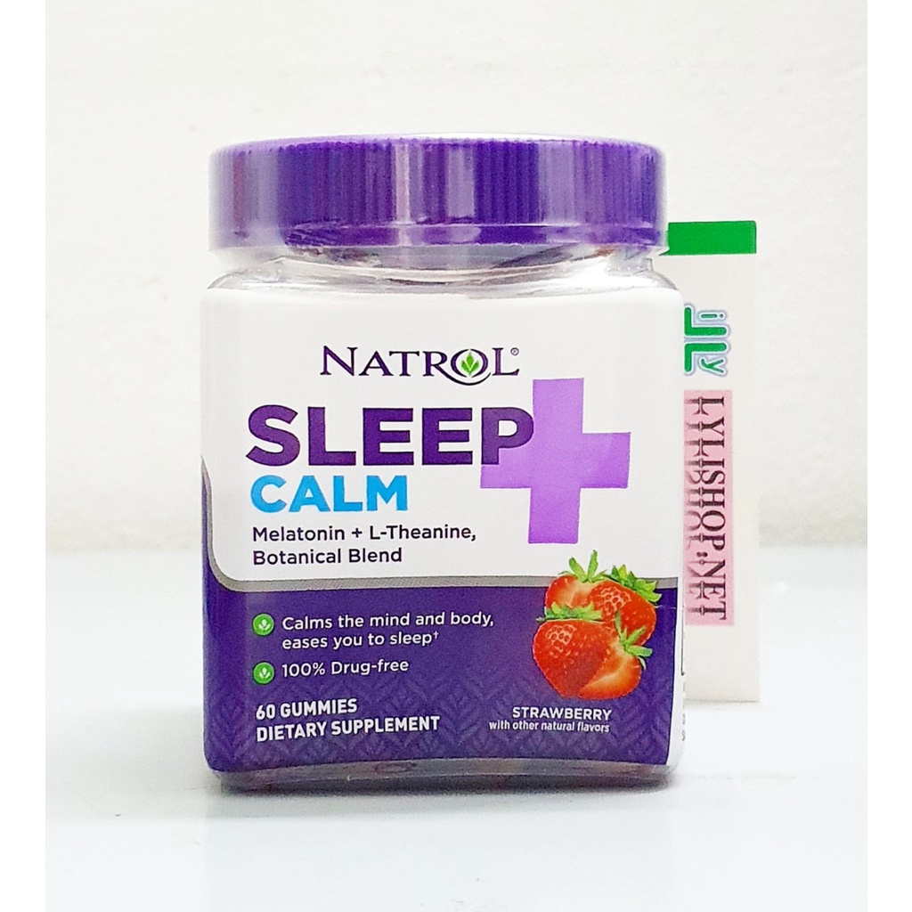 Kẹo Dẻo Natrol Sleep Calm Melatonin+ L-theanine Botanical Blend Gummies 60 Viên - Vị Dâu