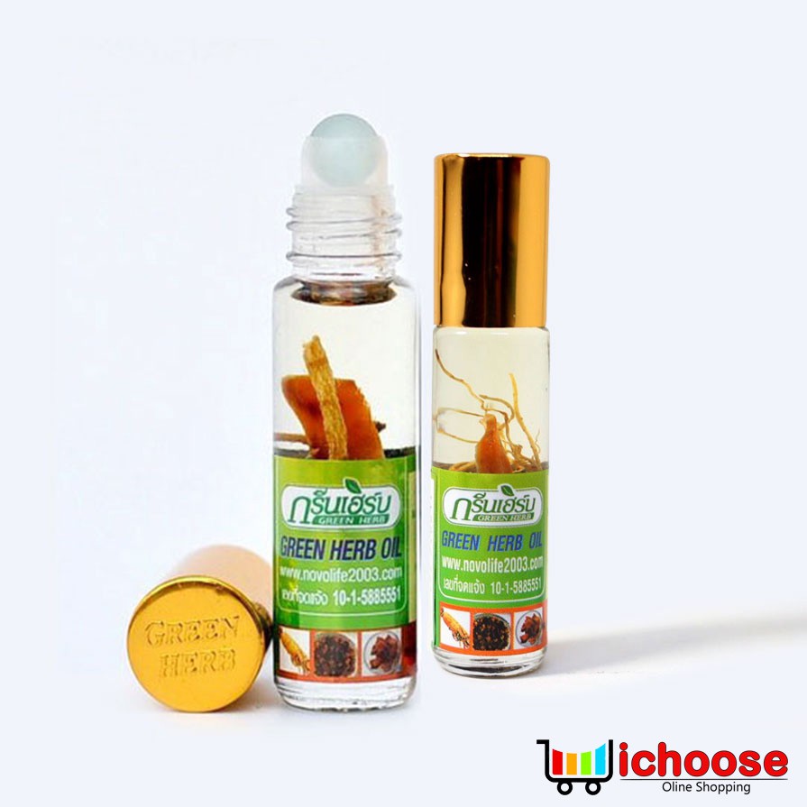 Dầu gió Thái Lan Green Herb Oil 8ml từ nhân sâm, dầu dạng lăn tiện lợi