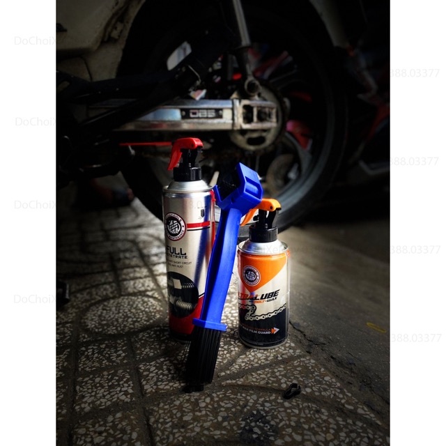 COMBO MEGACOOLS bảo dưỡng sên  Ultra Lube 300ml và Rửa sên Full Penetrate 500ml TẶNG bàn chải chà sên 3D.DoChoiXeMay