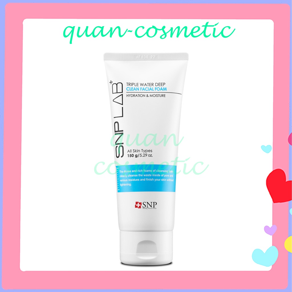 Sữa rửa mặt dưỡng ẩm làm mềm da- SNP LAB+ TRIPLE WATER DEEP CLEAN FACIAL FOAM 150g - làm mềm da từ sâu bên trong