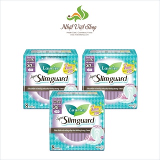 Combo 3 Gói Băng Vệ Sinh Ban Đêm Laurier Super Slimguard Siêu Mỏng Cánh 1mm (30cm - 8M)