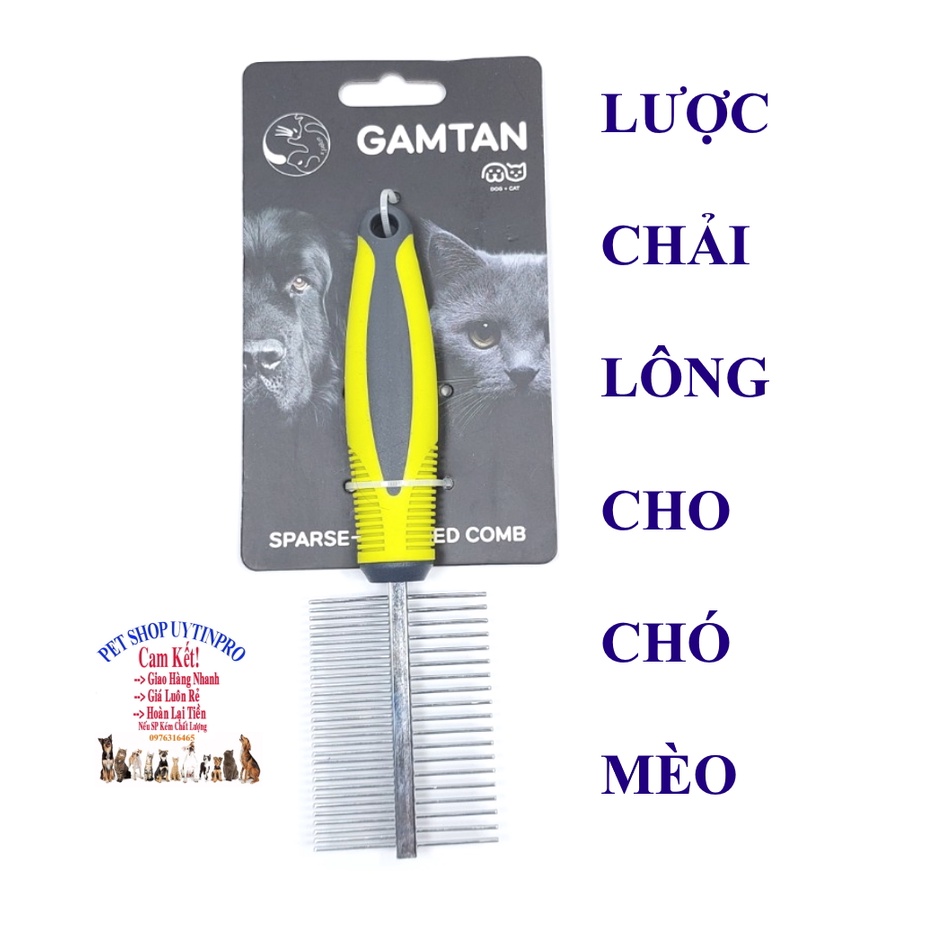 Lược chải lông cho Chó Mèo thú cưng GAMTAN Dài 20cm Cán cao su Đầu lược bằng inox cao cấp Giúp mượt lông THiệu Hàn Quốc