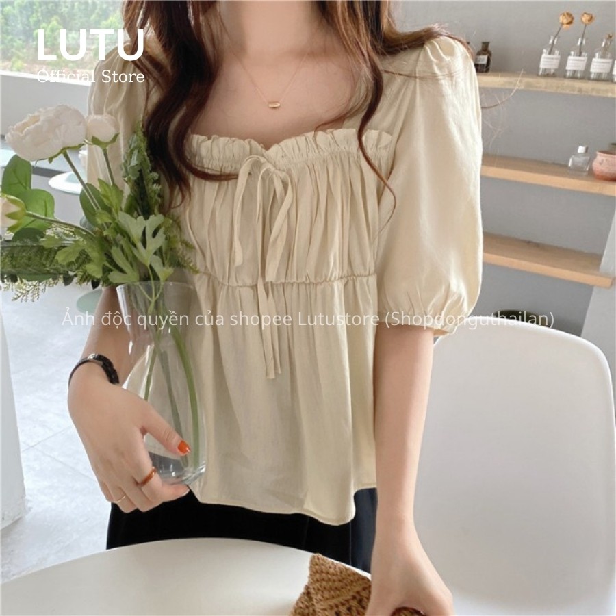 Áo Sơ Mi Nữ Cổ Vuông Bèo Tay Lỡ Dáng Baby Doll Dễ Thương Phong Cách Hàn Quốc | BigBuy360 - bigbuy360.vn