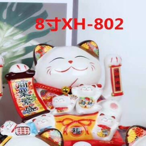 Mèo Thần Tài May Mắn 20cm, Thiên Khách Vãn Lai,Mèo Maneki Neko Mèo Phong Thủy - Atotoki Decor