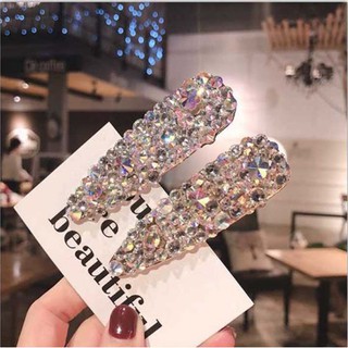Kẹp tóc thép đính đá hạt lớn cao cấp, size 8*2cm