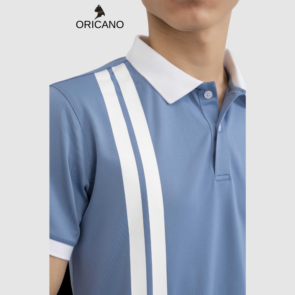 Áo Polo ORICANO Nam Xanh Dương Tay Ngắn Cổ Bẻ Chất liệu 95 Polyester Và 5 Xpander Đẹp Mềm Mịn