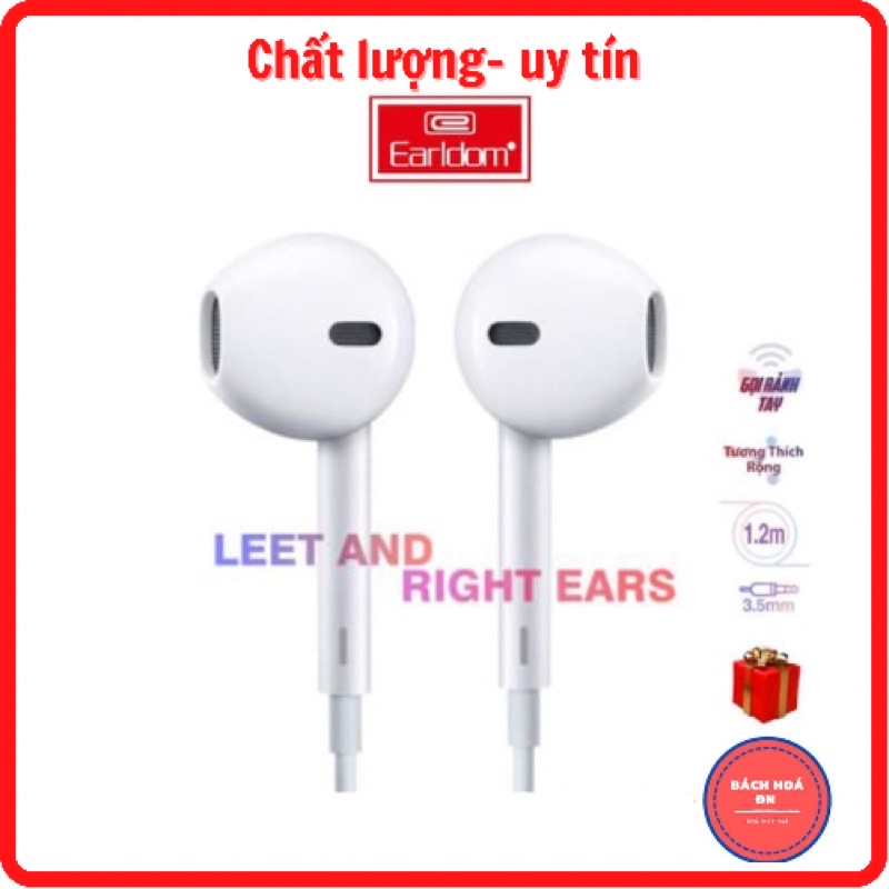 Tai nghe có dây nhét tai Earldom E43 jack 3.5 có mic đàm thoại sử dụng cho điện thoại laptop máy nghe nhạc