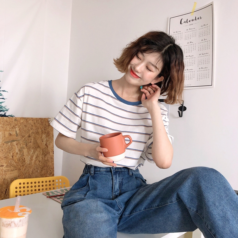 Áo Thun Nữ Tay Ngắn Kẻ Sọc Thời Trang