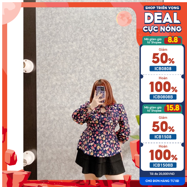 Áo cổ tàu peplum che bụng 50-85kg. Hình thật Bụ Bẫm shop
