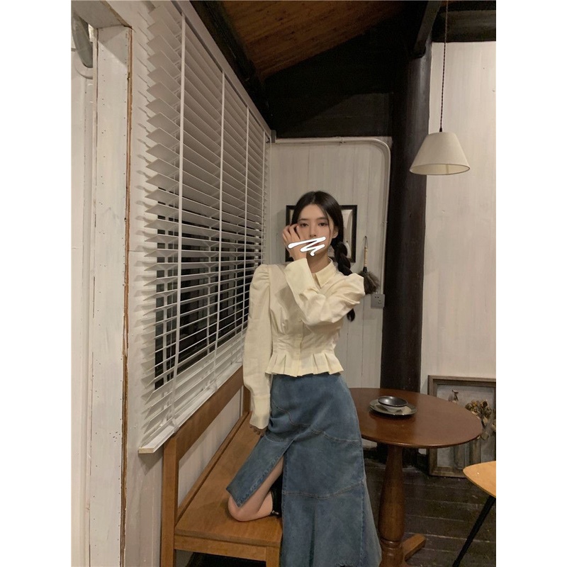 MURIOKI Áo Sơ Mi Tay Dài Ôm Eo Thời Trang Mùa Thu Hàn Quốc 2022 Mới Cho Nữ