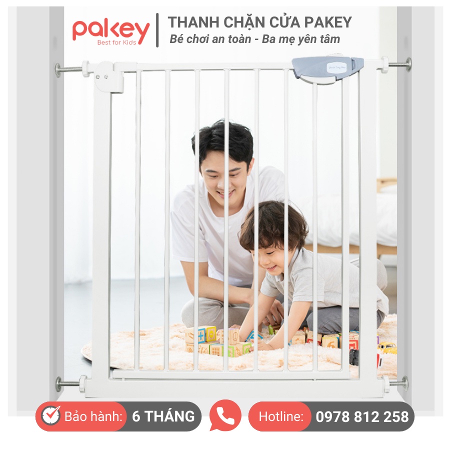 Thanh chắn cửa Pakey KHÔNG KHOAN ĐỤC nâng cấp tự động đóng, thanh chắn cầu thang chính hãng cao cấp