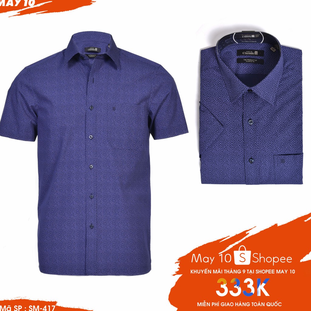 Áo sơ mi nam mã 417 ⚡𝑴𝑨𝒀 10 𝑪𝒉𝒊́𝒏𝒉 𝒉𝒂̃𝒏𝒈⚡gấu bằng, dáng suông  ngắn tay