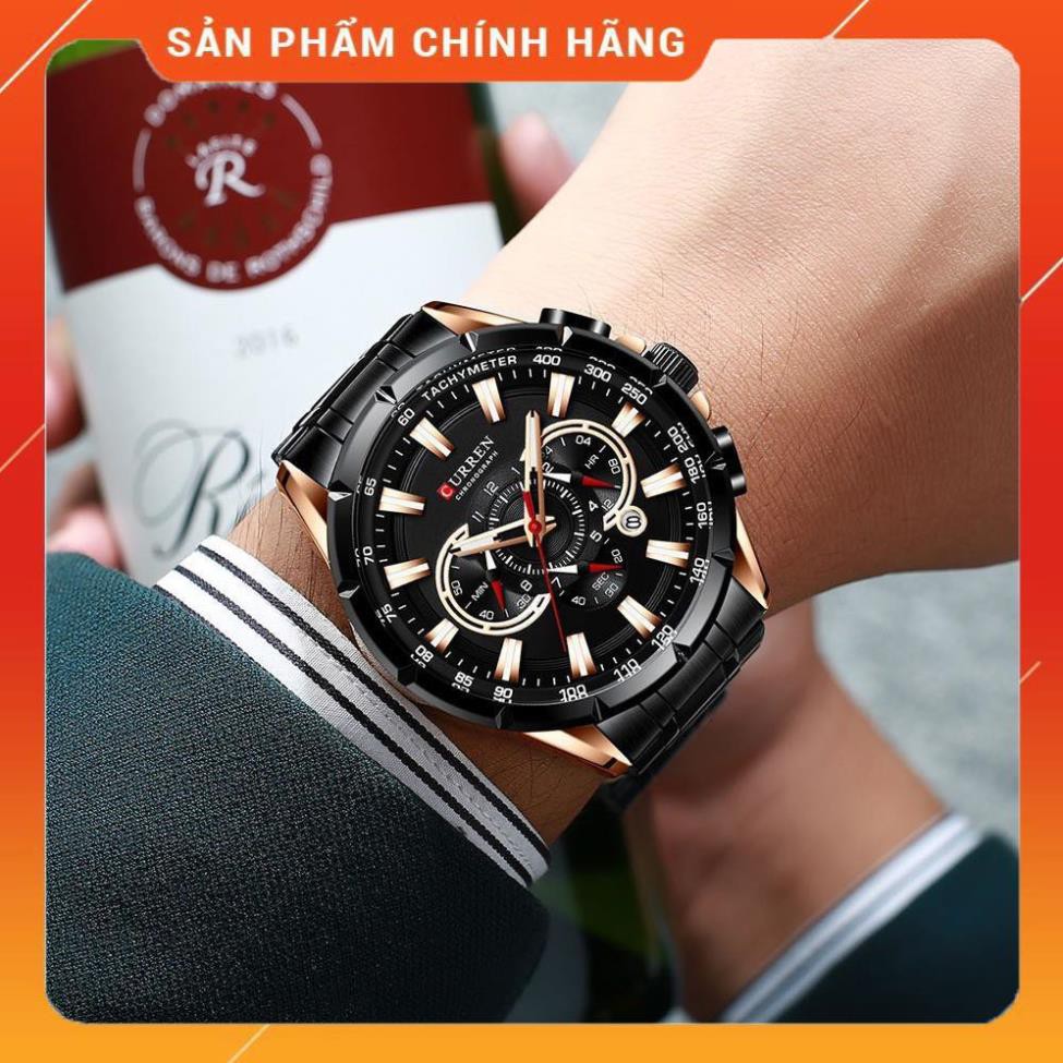 Đồng Hồ Nam Curren Chính Hãng 48mm CR007 8363 Dây Thép Không Gỉ Cao Cấp Chạy Full 6 Kim Có Lịch Nhìn Được vào Ban Đêm