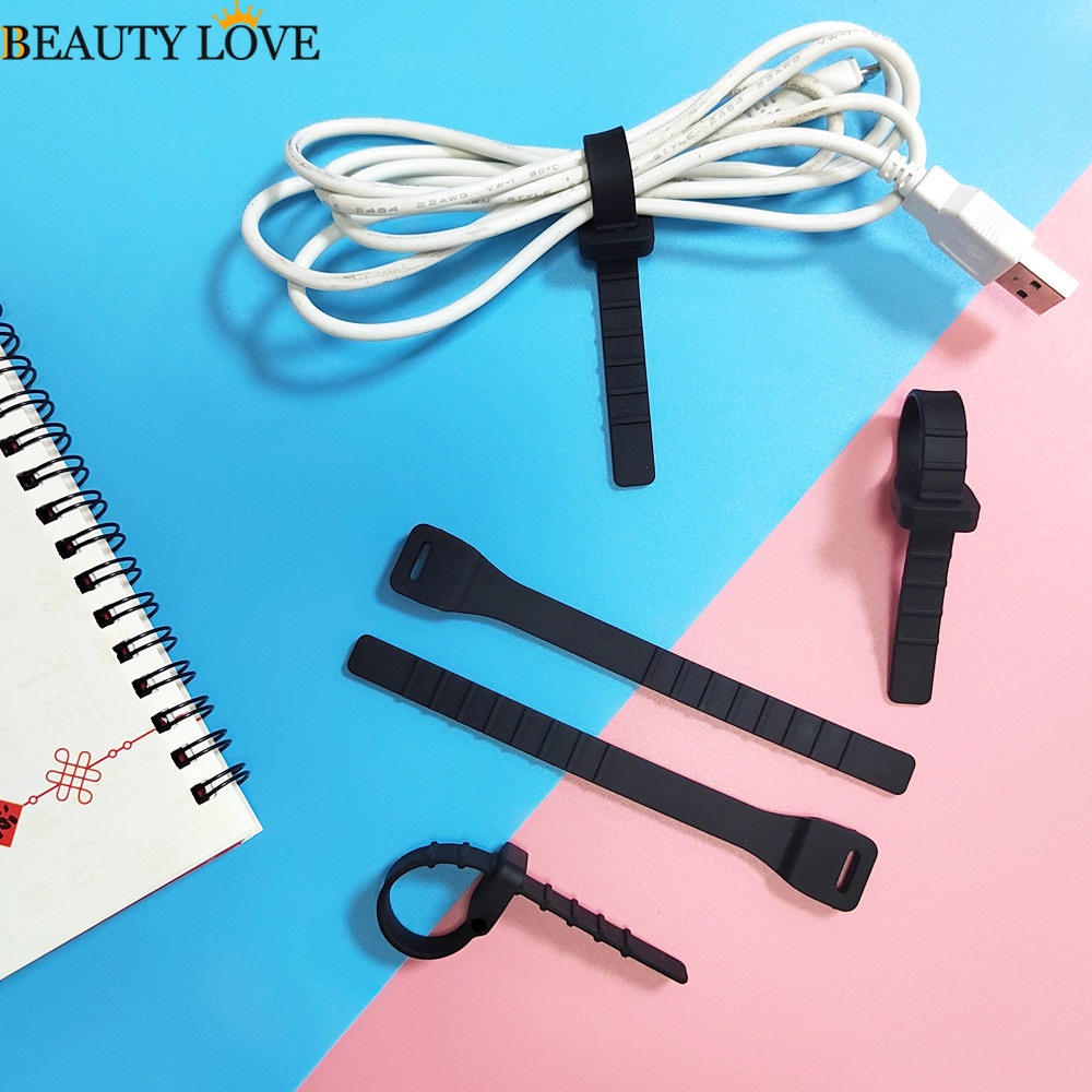 Bộ 5 Dụng Cụ Quấn Dây Cáp Bàn Phím / Chuột Tai Nghe Hình Xương Cá Bằng Silicone
