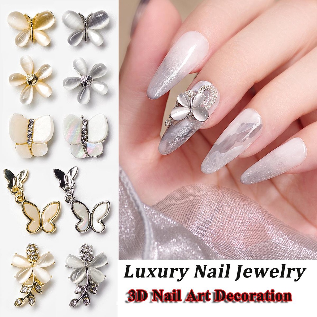 Phụ Kiện Trang Trí Móng Tay Sang Trọng DIY|Bươm Bướm Đính Đá Zircon