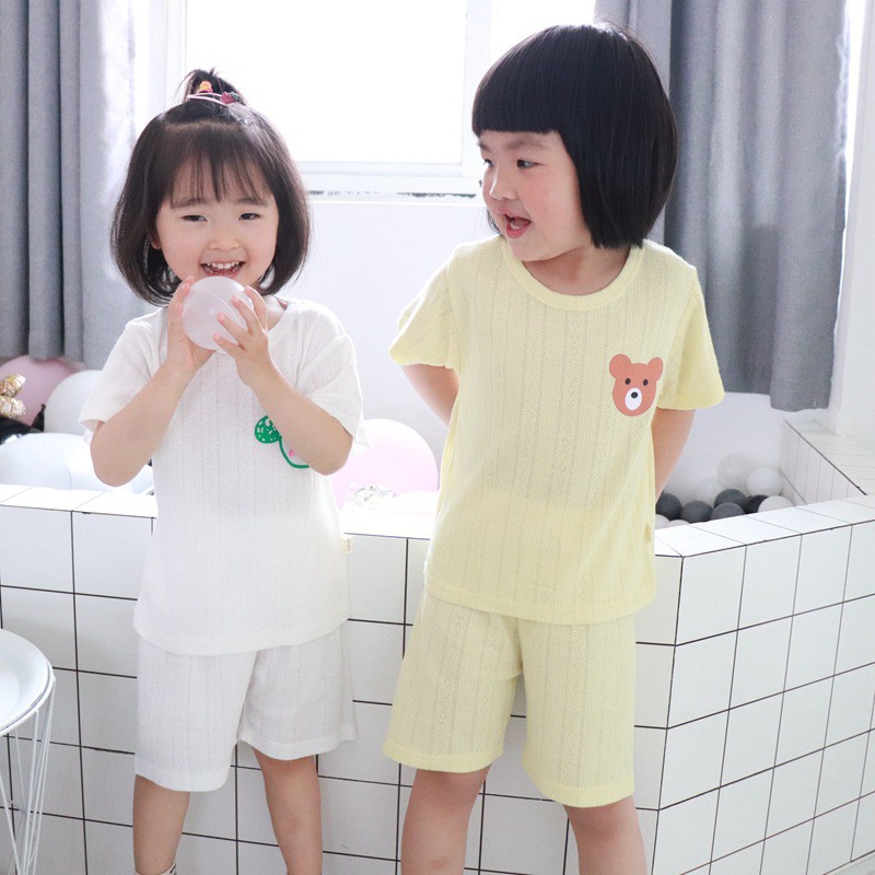 Bộ đồ ngắn tay cho bé vải cotton thun lưới size 10kg-25kg cho bé 1 tuổi-5 tuổi vải thoáng mát mặc hè