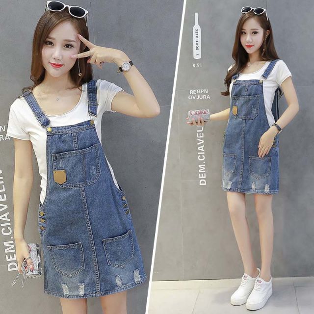 Yếm jean đính nút | BigBuy360 - bigbuy360.vn