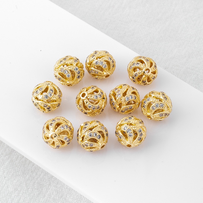 Hạt Xỏ Lỗ Hình Bông Hoa Bằng Đồng 14k 9mm Dùng Làm Trang Sức Thủ Công