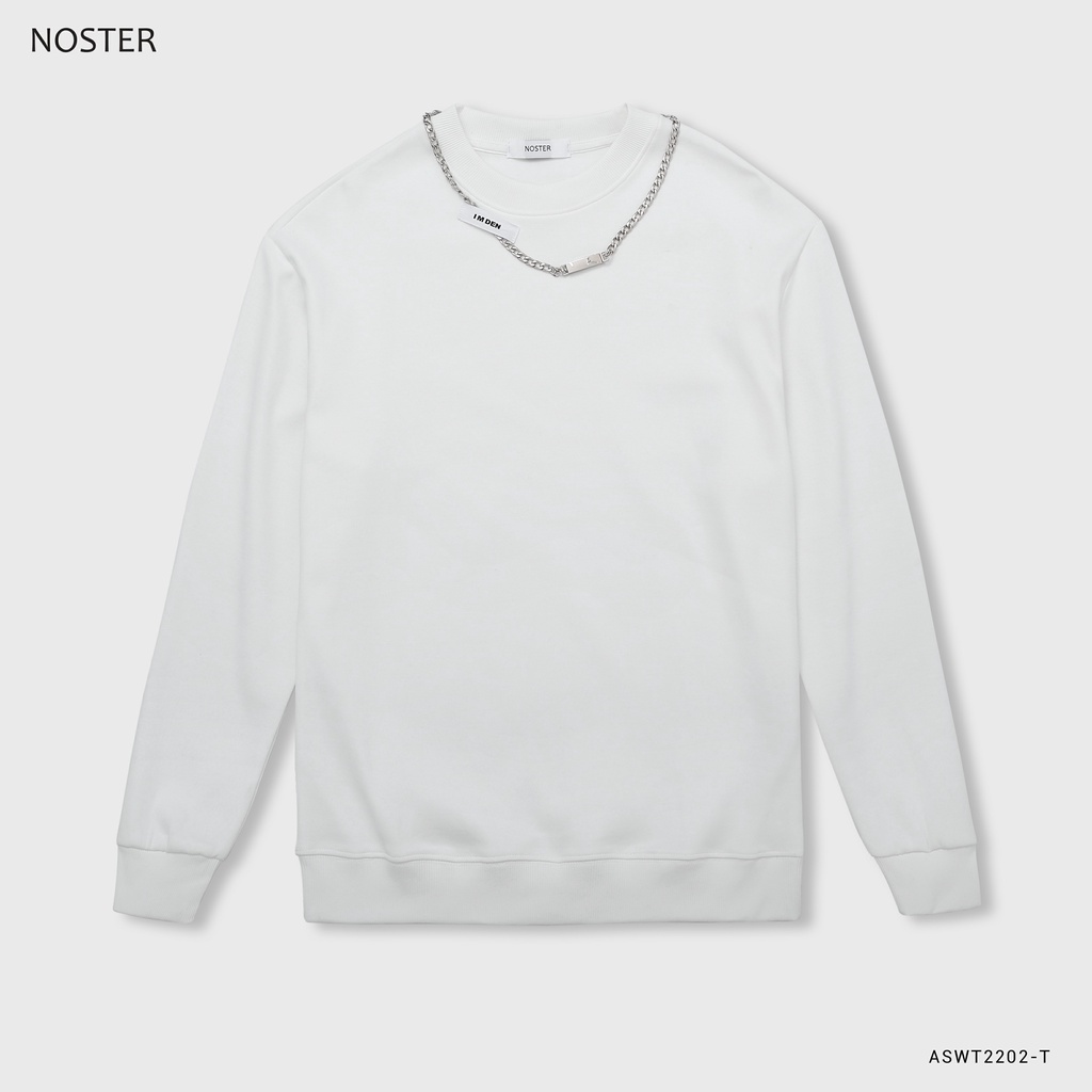 Áo sweater phụ kiện dây xích, họa tiết chữ Imden thương hiệu Noster ASWT2202