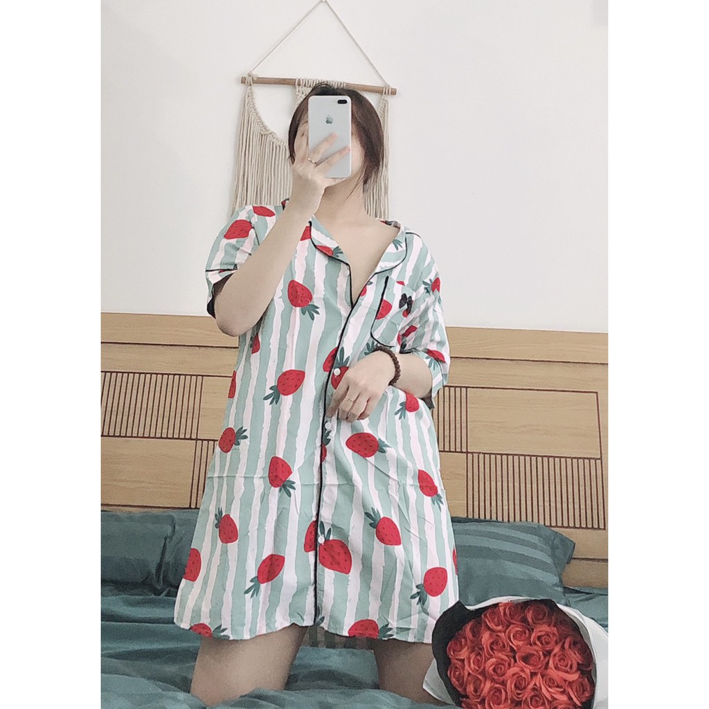 [ Hót Deal Chào Hè Chỉ Từ 49k] Đầm Ngủ Lụa Nữ Mặc Nhà Pijama Kate Thái Cao Cấp Nơ Túi Họa Tiết Dễ Thương Freesezi40-60kg