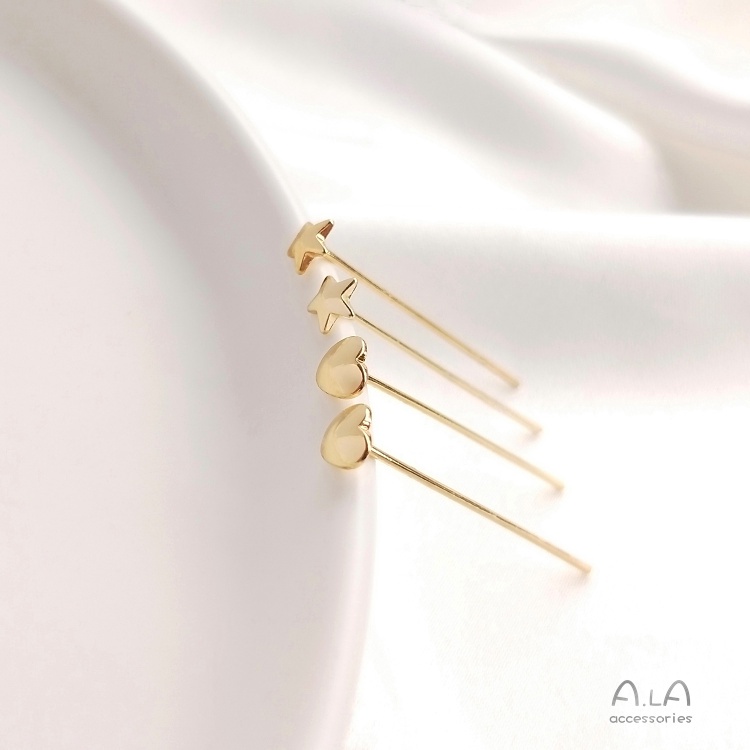 Phụ Kiện Kim Gài Trang Sức Bằng Đồng 14K Hình Ngôi Sao Trái Tim Năm Cánh Màu Sắc