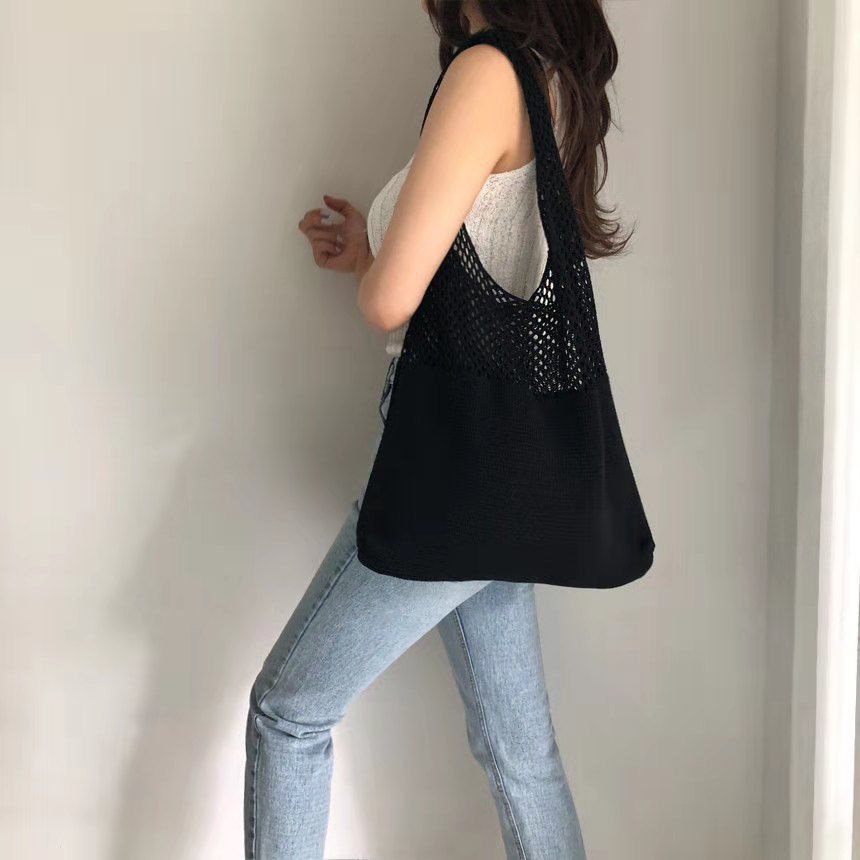 Túi xách len dệt kim phong cách retro thời trang