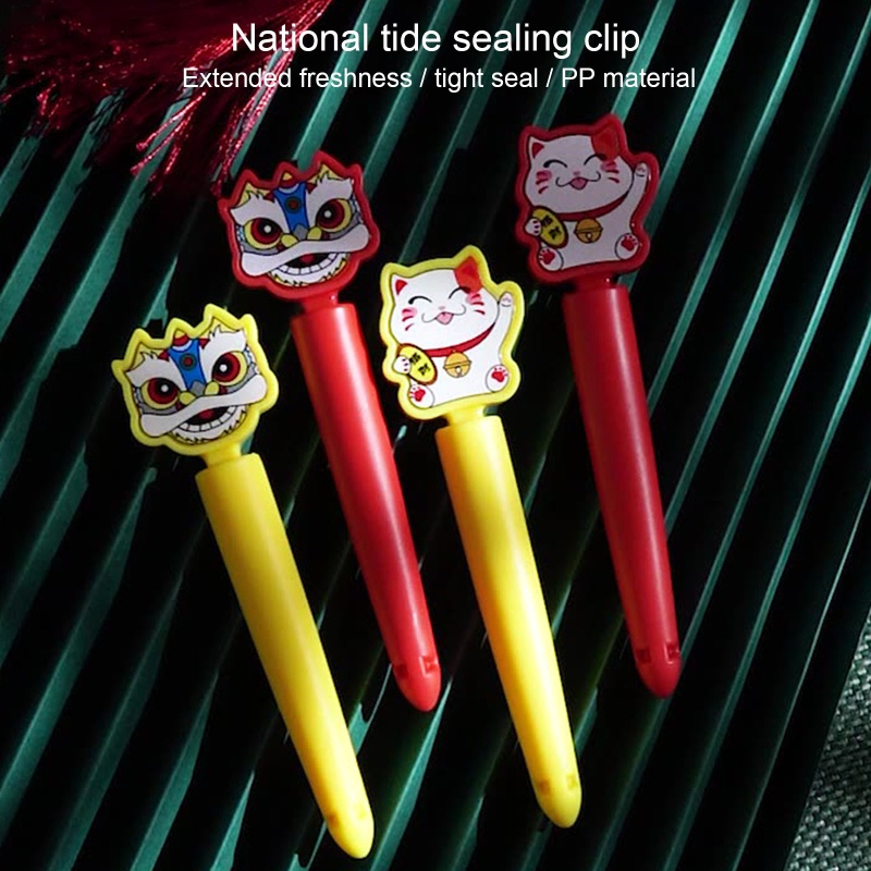 Kẹp Niêm Phong Túi Chống Ẩm Hình Mèo May Mắn Hoạt Hình Cho Nhà Bếp