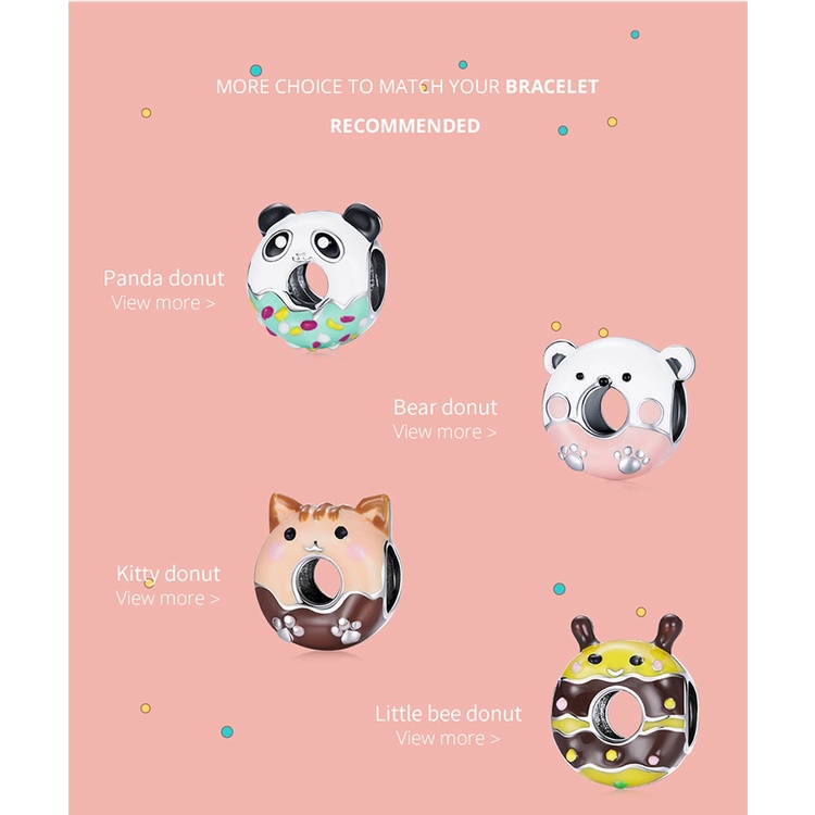 Hạt xỏ trang sức Bamoer SCC1875 BạC 925 tráng men hình động vật dễ thương