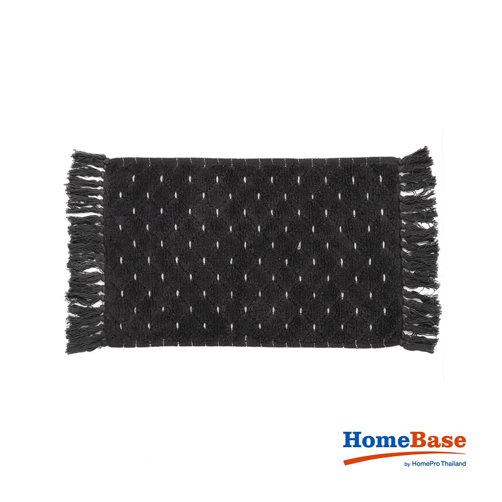HomeBase HLS Thảm trải sàn bằng cotton có lớp chống trượt SS-MARGETTA W45XH70xD1cm màu xám đậm