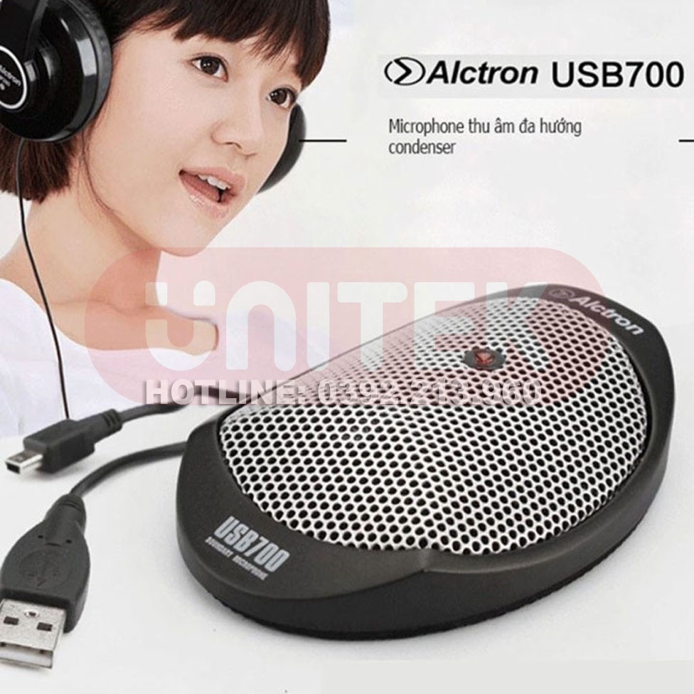 Micro Thu Âm, Họp Trực Tuyến, Học Online Alctron USB700 - Micro Thu Âm Đa Hướng Để Bàn