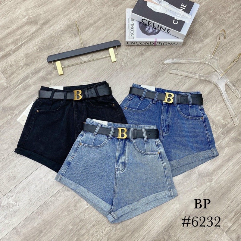 Quần short jean kèm đai B