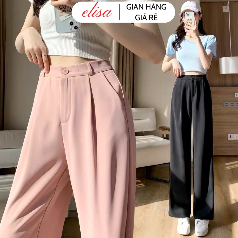 Quần ống rộng nữ lưng cao xuông dài, Quần vải culottes nữ dài mẫu mới