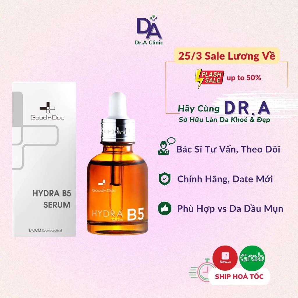 Serum B5 GoodnDoc Hydra Dr.A Clinic 30ml dòng tinh chất vitamin B5 giúp phục hồi làm dịu da dầu mụn