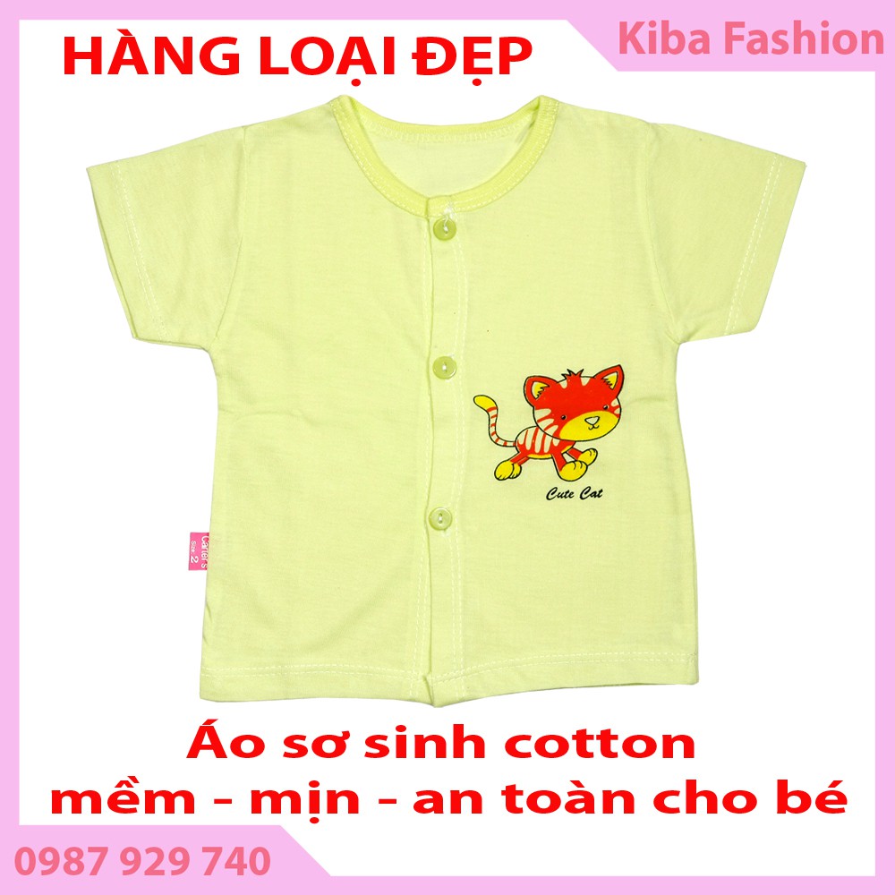 Set 5 chiếc Áo sơ sinh cộc tay nhiều màu cho bé từ 2-6kg (Cotton 100%, mềm mịn)