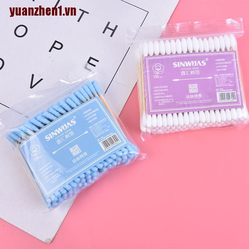 Gói 100 Bông Tăm Hai Đầu Làm Đẹp Cho Phái Nữ Yuanzhen1