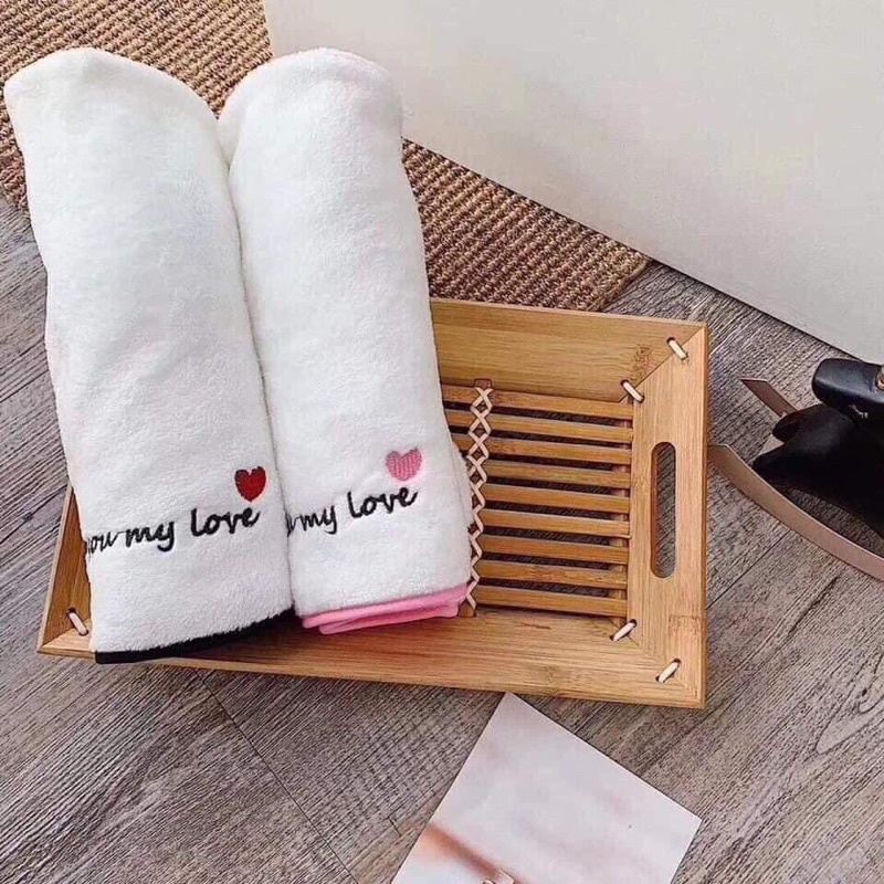 Khăn ủ tóc có khuy cài, khăn lau tóc thấm nước siêu tốt
