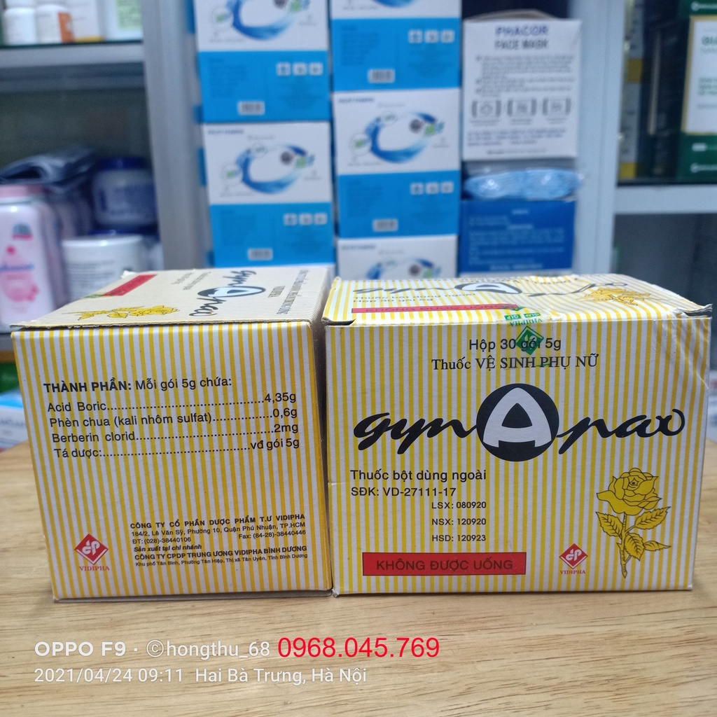 Bột vệ sinh phụ nữ gynApax hộp 30 gói x 5g