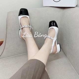 (Thanh lý) chân đầy đặn tăng size, Xả kho Giày cao gót 6p Sandal nữ gót vuông đế thấp xích ngọc 3p và 7p