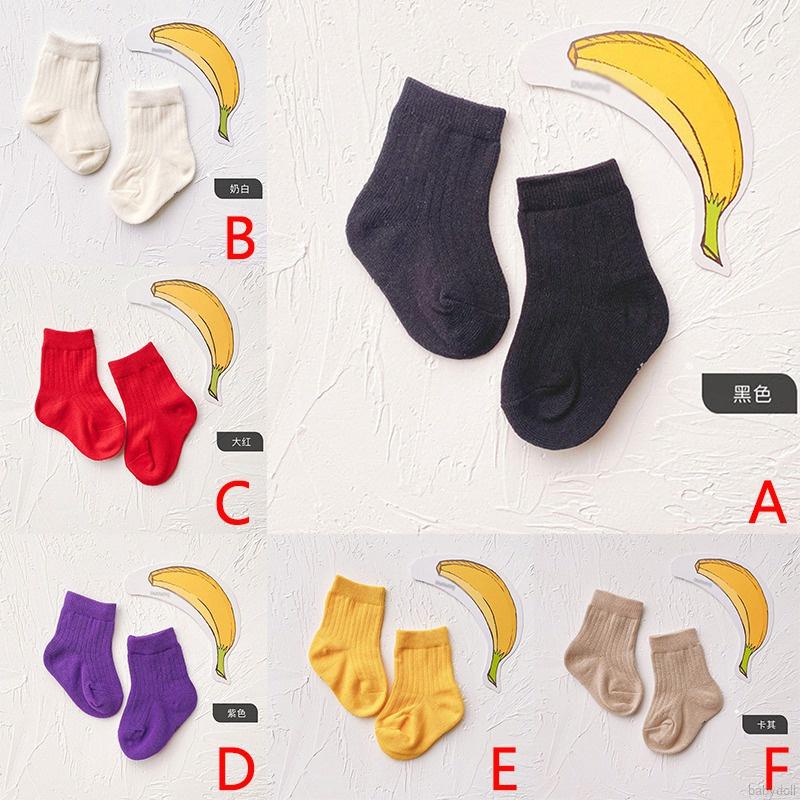 Set 3 đôi vớ cotton màu sắc đơn giản thời trang dành cho trẻ em