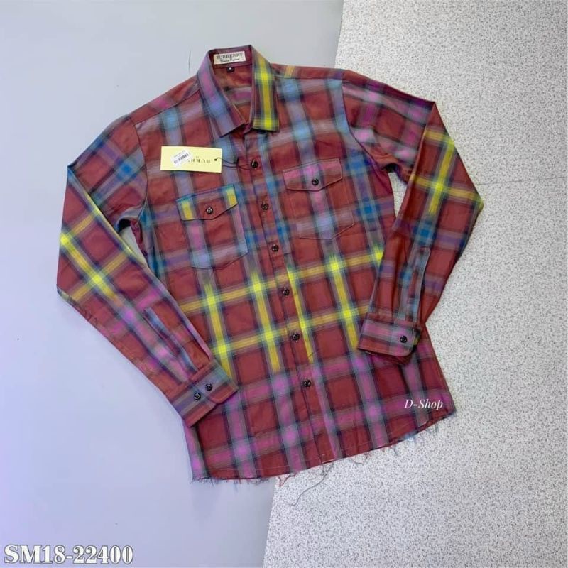 Áo sơ mi nam bbr loang màu dài tay rách gấu , chất liệu cotton không phai màu không xù lông
