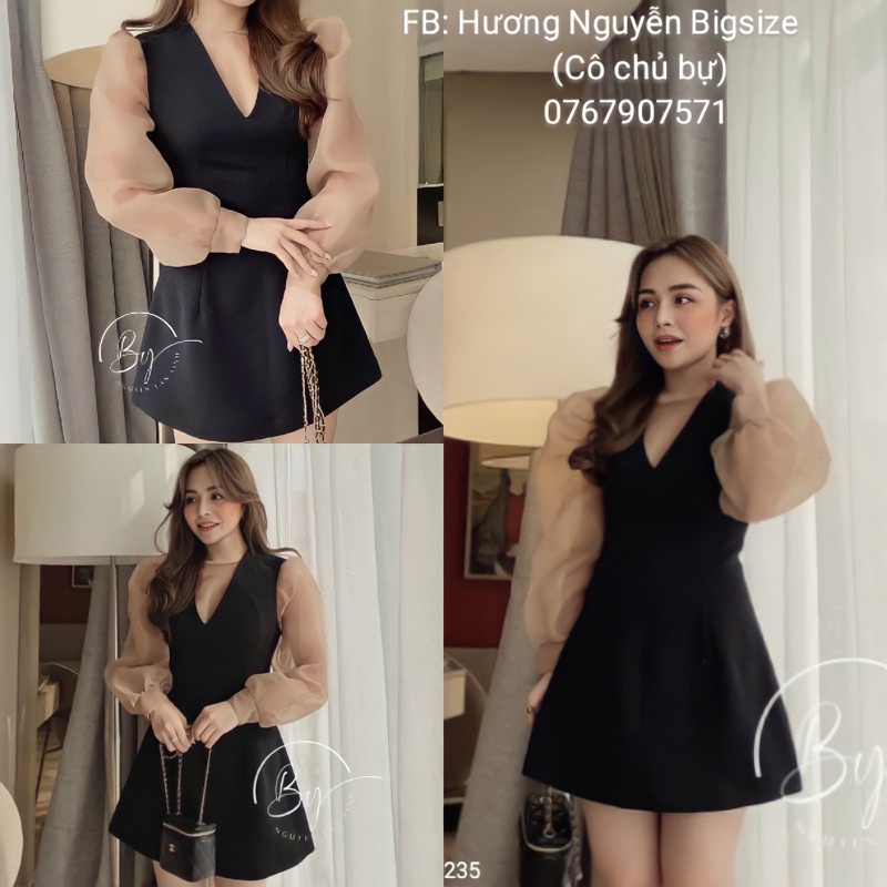 Bigsize ĐẦM CỔ V TAY TƠ DỄ THƯƠNG
