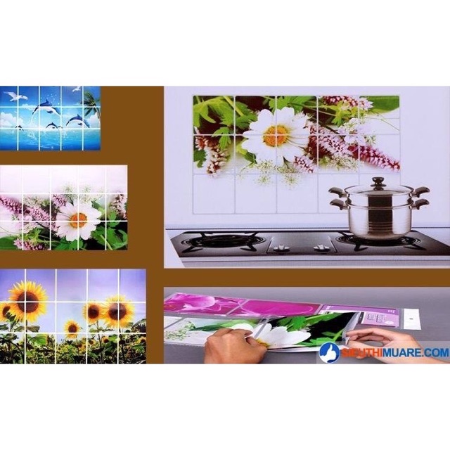 Giấy dán tường cách nhiệt nhà bếp, decal dán bếp khổ lớn 60x90cm