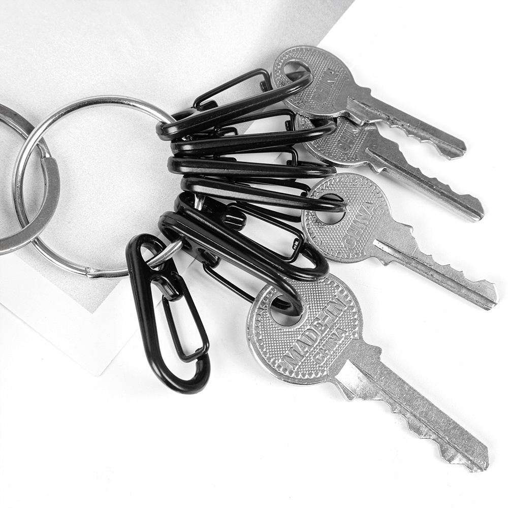 Kẹp Móc Khóa Mini Bằng Hợp Kim Kẽm Màu Đen Tiện Dụng Mang Theo Du Lịch Cắm Trại