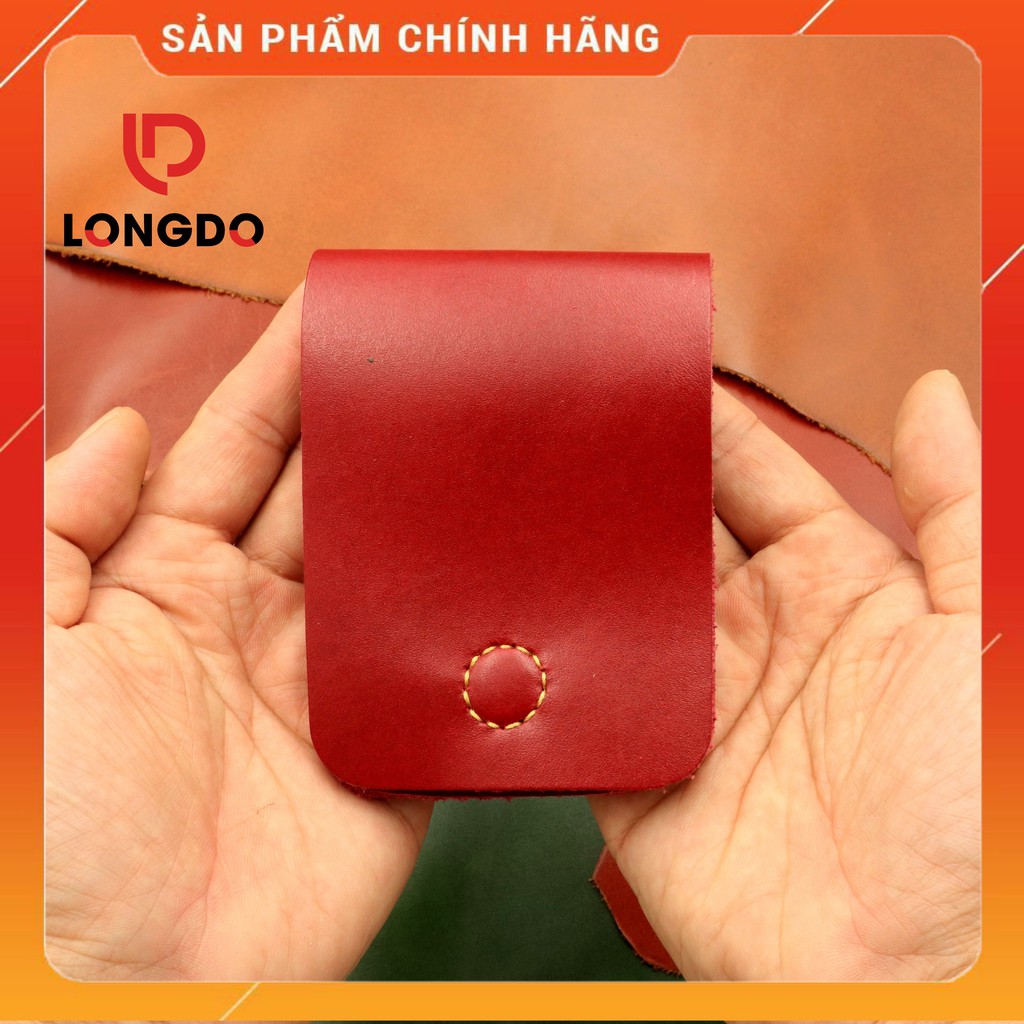 Ví Sen 3 Cao Cấp - Cam Kết 100% Da Bò Thật - Ví Da Mini Nam Màu Đỏ Hàng Chính Hãng Thương Hiệu Longdo Leather