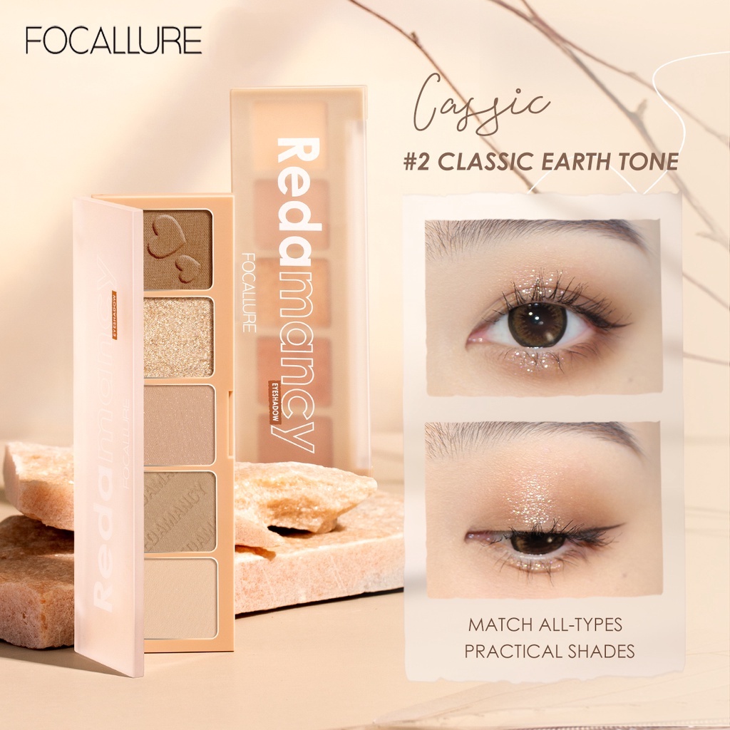 Bảng Phấn Mắt Focallure 5 Màu Sắc Tố Cao Mịn Mượt Lâu Trôi